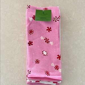 Kate Spade Pink Candy Pattern Kitchen towels. Set of 3